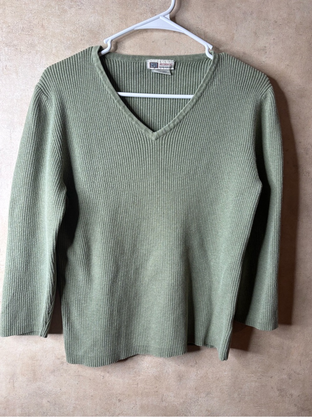 Vintage Y2K Faded Glory Ribbed V Neck Sweater Made Japan Womens XL 16 18